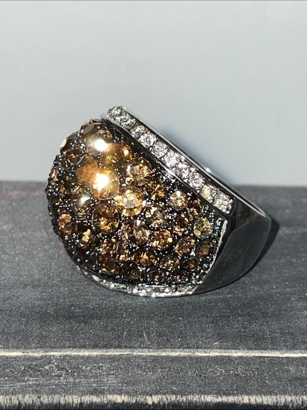 Park Lane Bronze Crystal Dome Ring with Pavé Accents